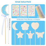 Princess Fairy Wand Kit Include 18 Unfinished Wood In 6 Styles 3 Sheet Gem Stickers 18 Ribbons Craft Kit For Halloween Princess Fairy Cosplay Party Favors For Adult