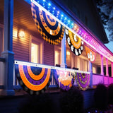 6pcs Halloween Bunting Fan Flags Ghost Pumpkin Half Banner 1.5x3ft Indoor Outdoor Decor