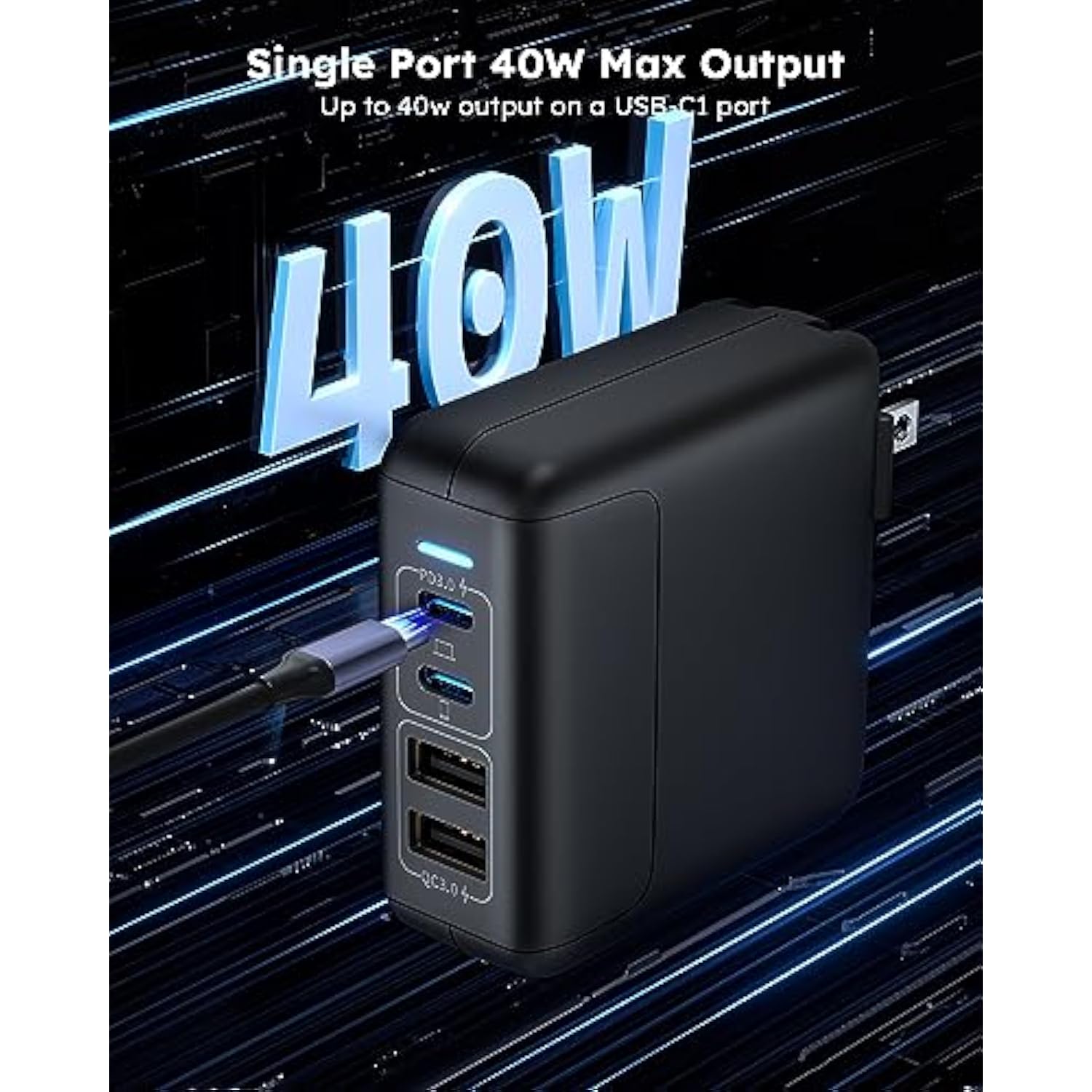 50W Usb C Wall Charger - 4 Port Gan Fast Charging, Compact Usb C Charger Block With Foldable Plug For Iphone 15/14/13/12 Pro Max, Macbook Pro/Air, Ipad, Galaxy, Etc.