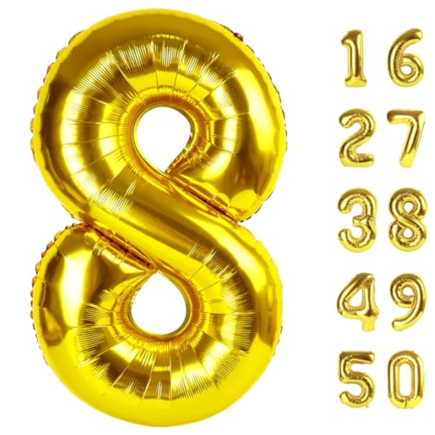40 Inch Giant Gold Foil Number 8Th 18Th 28Th Birthday Balloons Gold Digit 8 Balloons For Men Women 80Th Anniversary Party Decorations Supplies