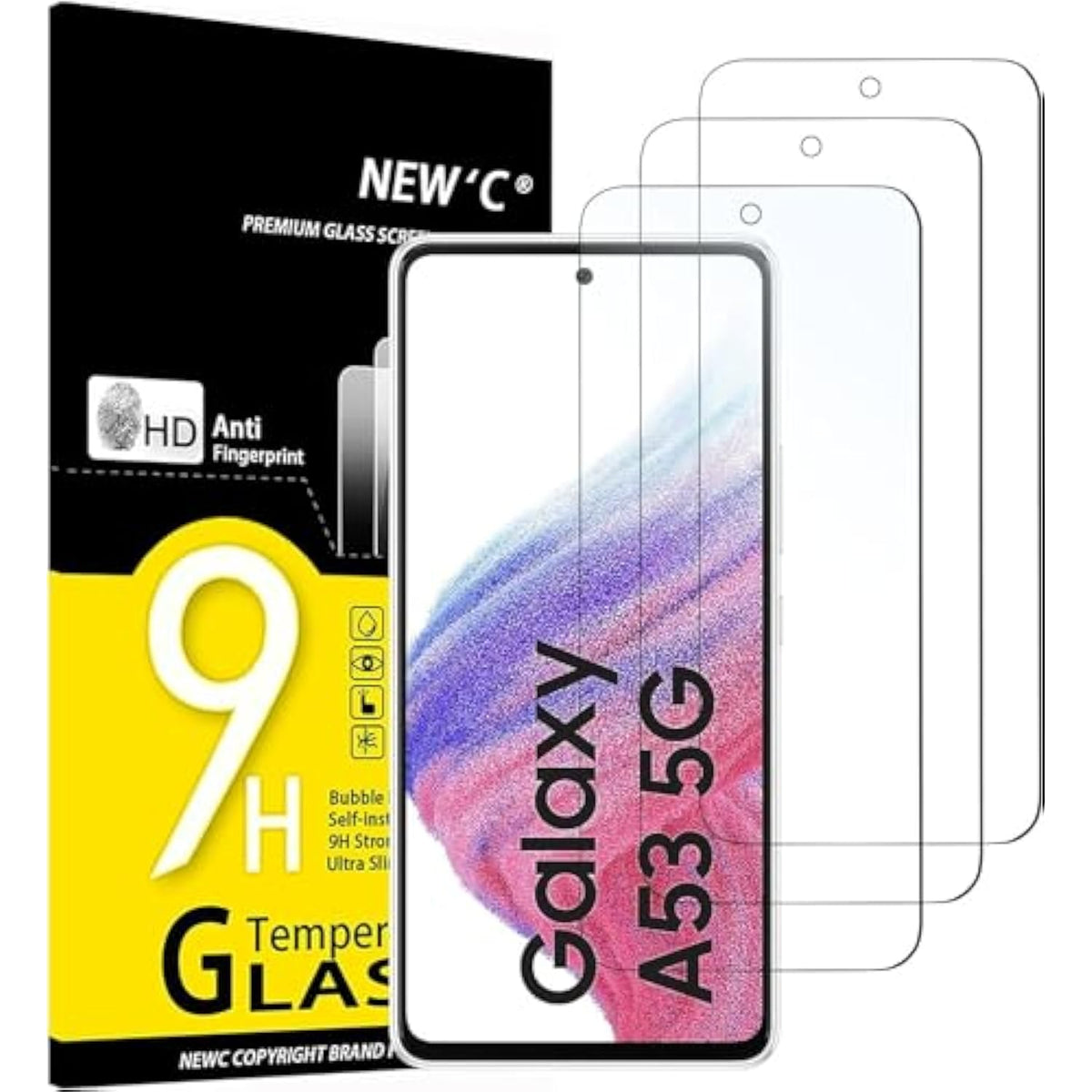 3-Pack Samsung Galaxy A53 5G Tempered Glass Screen Protector Anti-Scratch