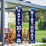 Blue & Silver 16th Birthday Banner: Sweet Sixteen Party Decor