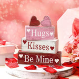 4 Pcs Valentine'S Day Table Decorations Wooden Heart Valentine Tiered Tray Decor Valentine Day Centerpiece Rustic Decorative Heart Block Signs Gift Farmhouse Valentines Decor For Home Kitchen