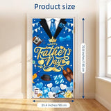 Happy Fathers Day Decorations Banner Fathers Day Door Cover Banner for Indoor Outdoor Fathers Day Party Decoration Supplies, 35.4 x 70.8 inch
