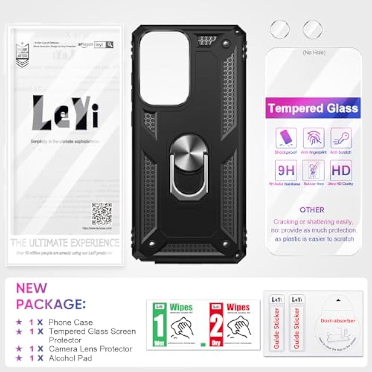 For Motorola Moto G-Stylus-5G 2024 Case [Not Fit G 5G 2024]: With Glass Screen Protector Camera Lens Protector, Heavy Duty Shockproof Phone Cover Funda Para Ring Stand Moto G Stylus 2024, Black