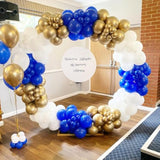 Royal Blue And Gold Balloon Arch Garland Kit 153Pcs With Star, 22 18 12 10 5In Different Size Navy Blue Gold White Balloons For Baby Shower Birthday Anniversary New Year Party Decorations