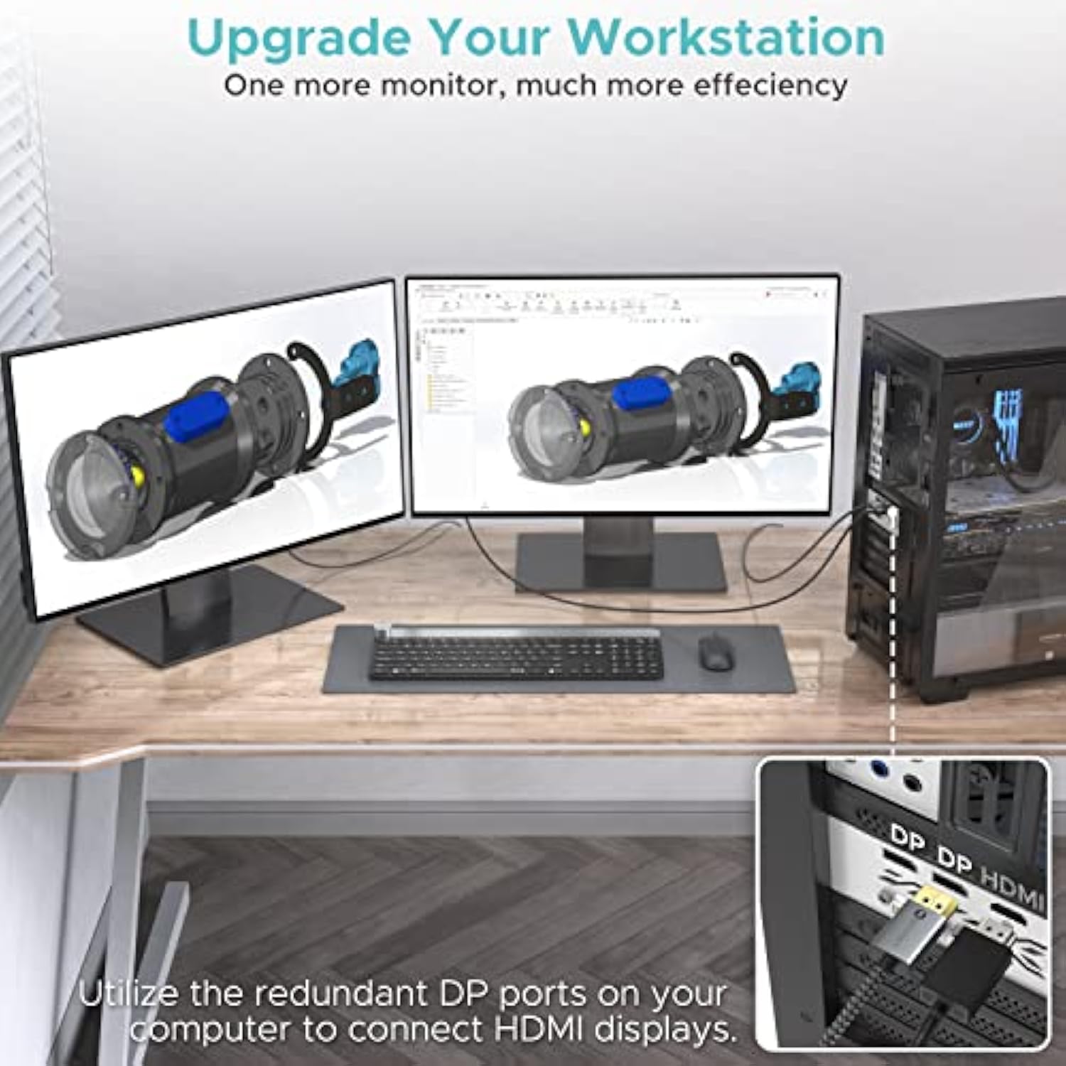 4K Displayport To Hdmi Cable Adapter 3.3Ft, [Aluminum Shell, Nylon Braided] Hi