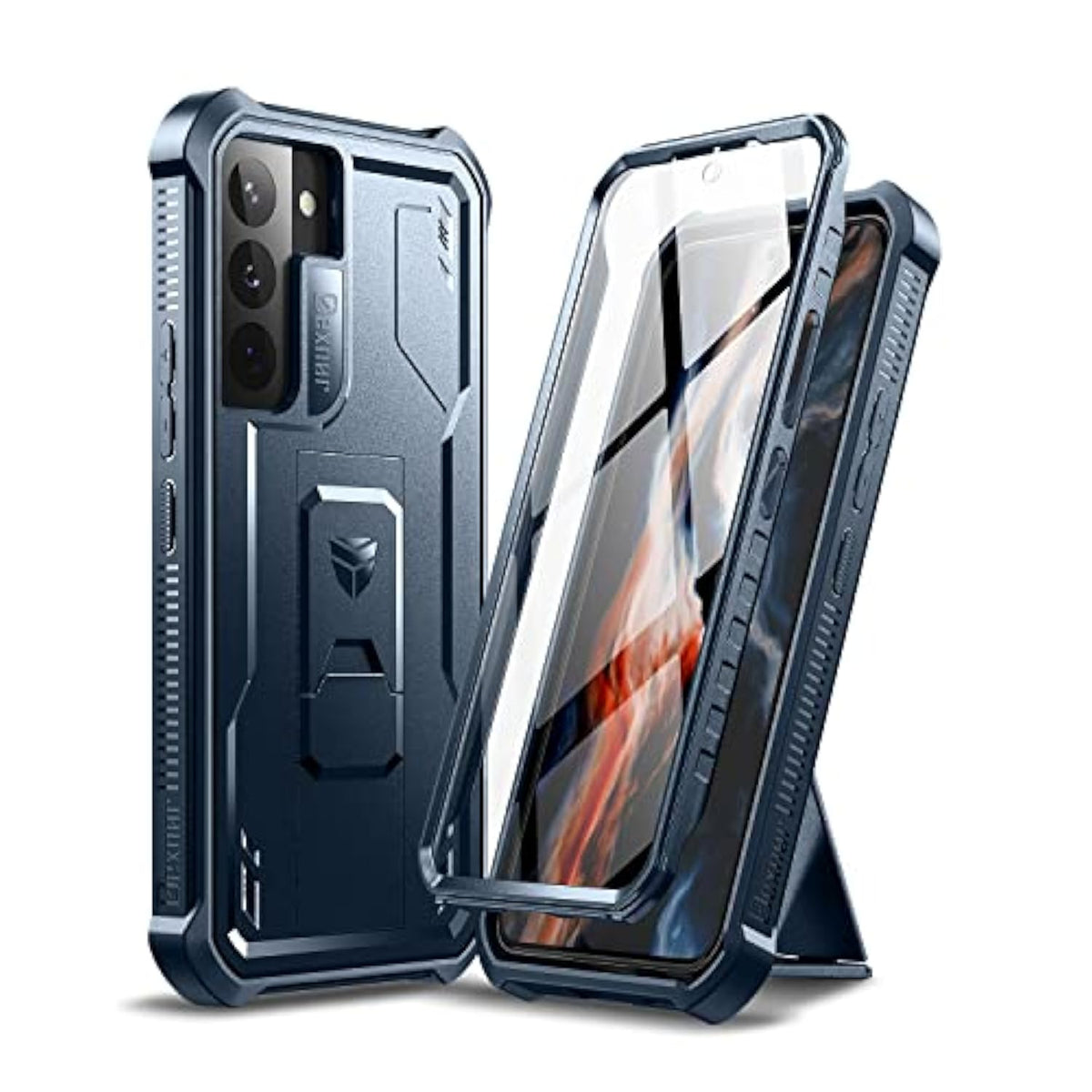 For Samsung Galaxy S22 Case, [Built In Screen Protector And Kickstand] Heavy Duty Military Grade Protection Shockproof Protective Cover For Samsung Galaxy S22 5G,Navy Blue