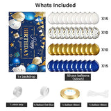 50pcs Navy Blue & Gold Birthday Balloon Kit – Confetti Balloons and Banner for Party Decor