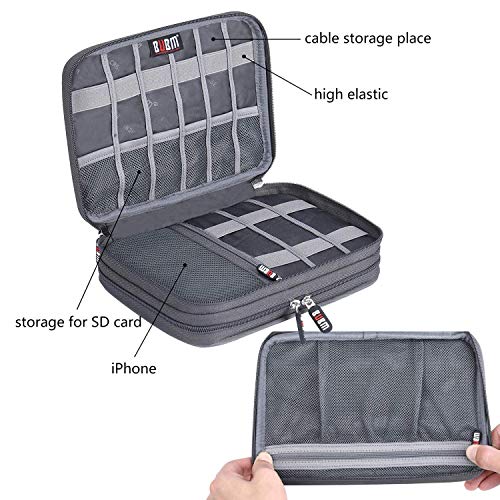 Electronic Cable Organizer Bag - Portable Travel Double Layers Electronic Digital Accessories Storage Pouch Bags For Sd Card Case, Usb Flash Drive,Charging Cords, Usb Charger, Mini Tablet