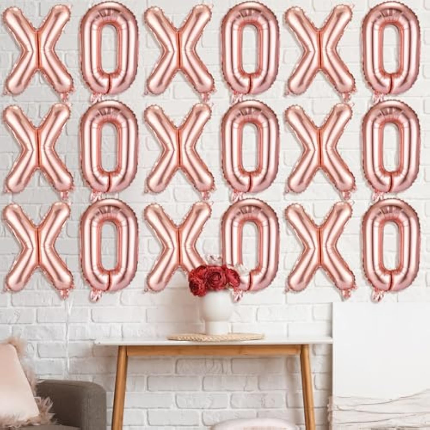 32 Pcs Valentines 16 Inches Xoxo Balloons Xoxo Letter Foil Balloons Banner Decorations For Wedding Bachelorette Party Supply(Rose Gold)