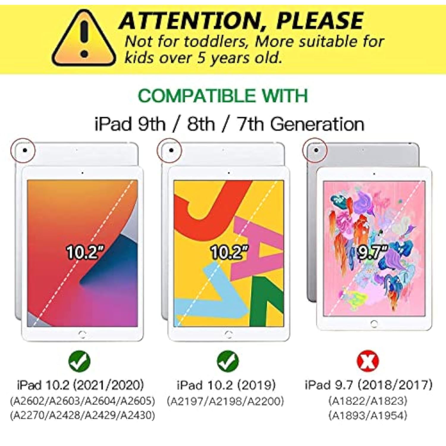For Ipad 9Th Generation Case, For Ipad 8Th/7Th Generation Case 2021/2020/2019,