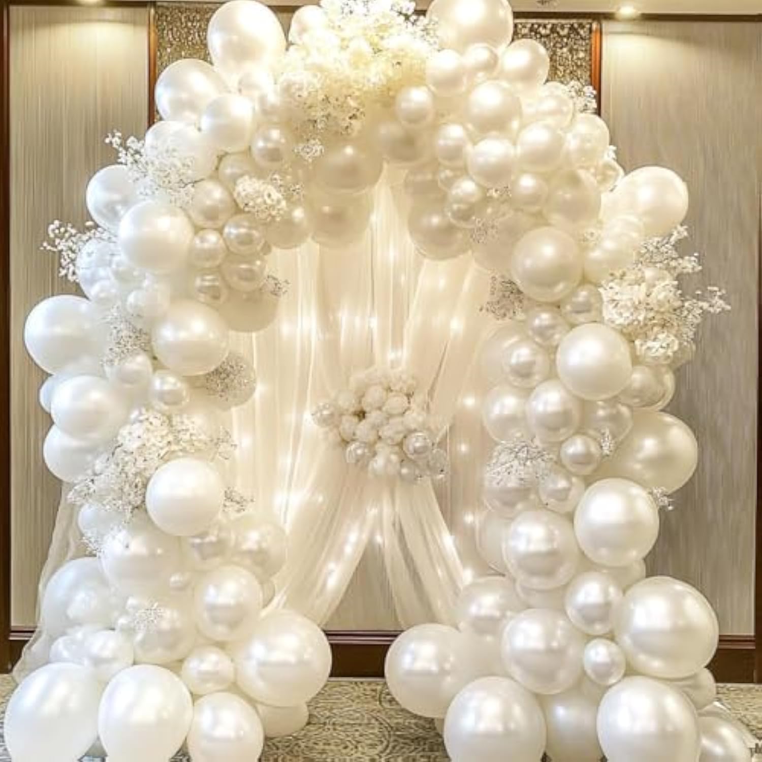55pcs Pearl White Balloon Garland Kit - Pastel White Cream Balloons in 3 Sizes