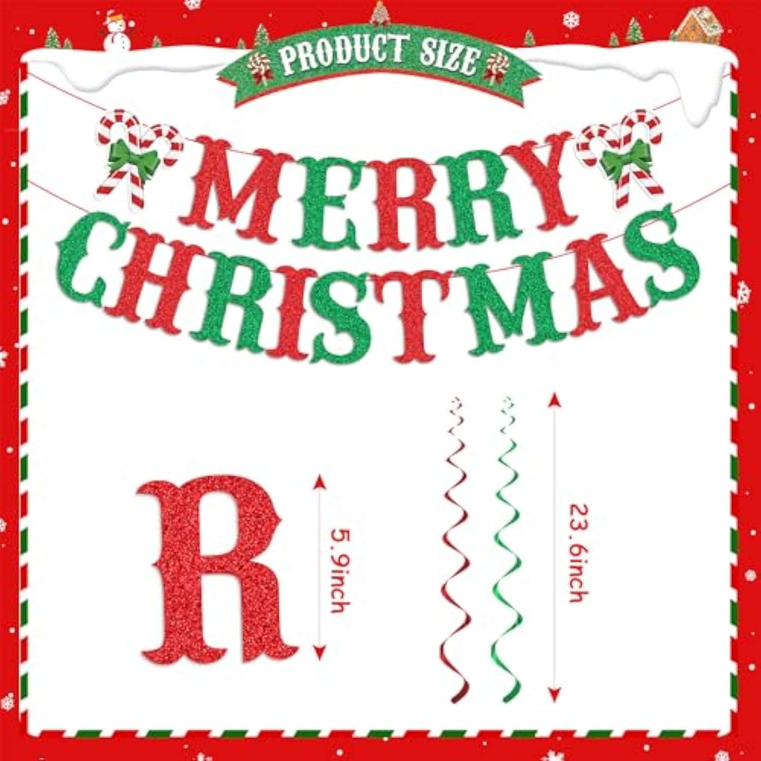 Merry Christmas Candy Banner, Peppermint Decorations Include Candy Banner And Hanging Swirls, Christmas Party Supplies Decorations