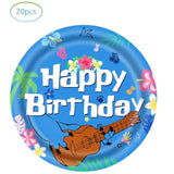 Blue Cartoon Animation Luau Birthday Party Supplies, Include 20 Plates And 20 Napkins, Cartoon Animation Birthday Party Decorations