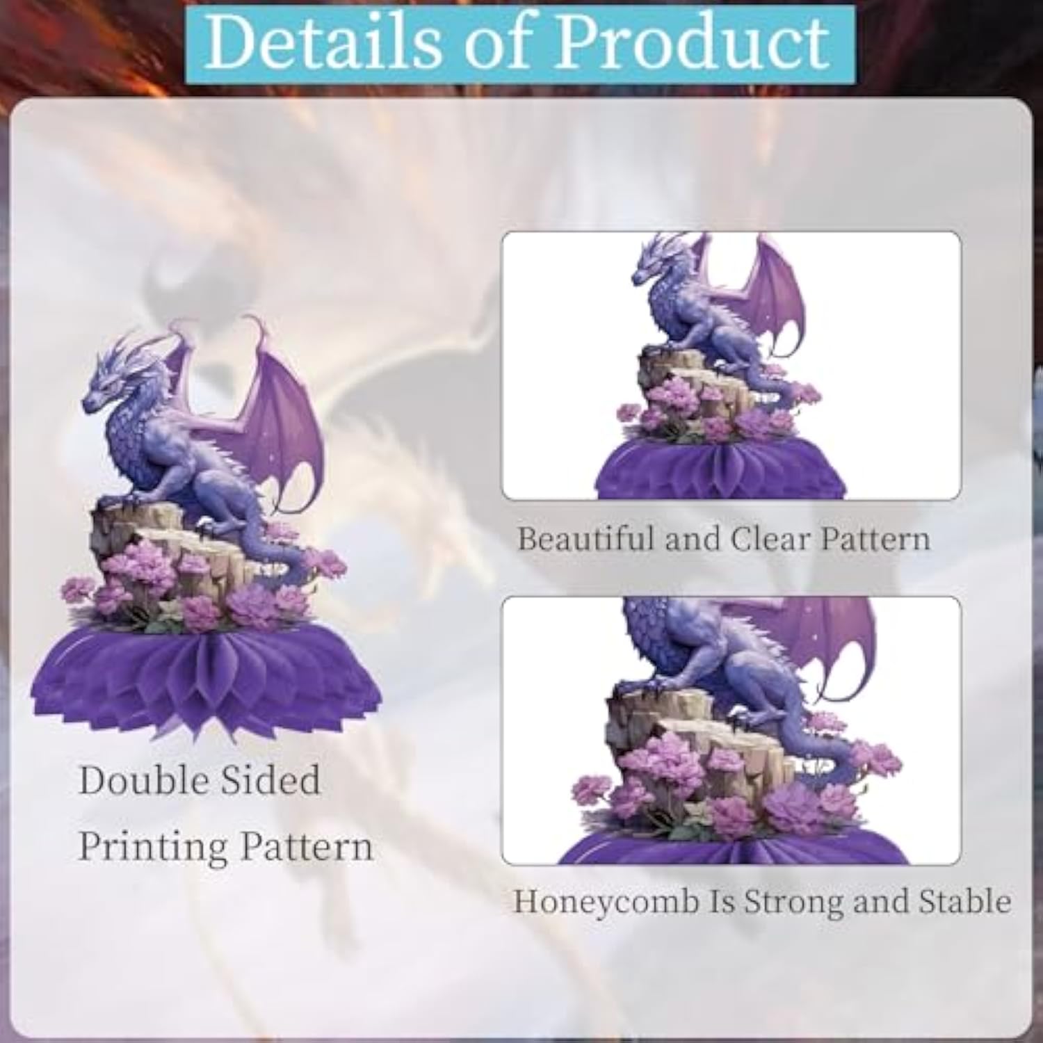 Dragon Birthday Party Decorations - 9Pcs Dragon Theme Honeycomb Centerpieces Bday Decoration For Baby Shower Supplies