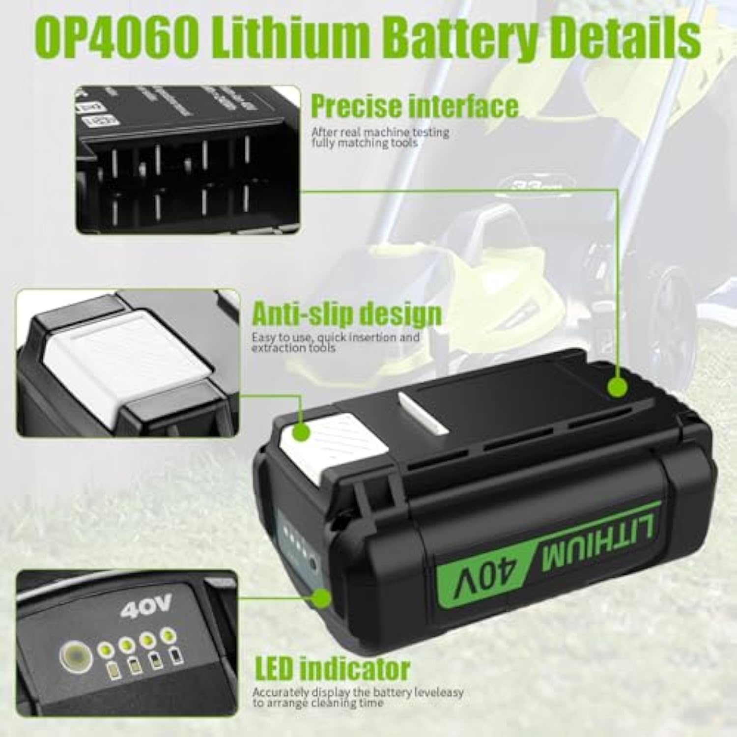 6.5Ah 40 Volt For Ryobi Battery 40V Op4026 Op4050 Op4060 Op40601 Replacement For Ryobi 40V Lithium Battery