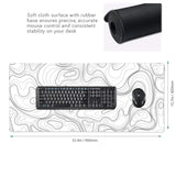 Large Gaming Mouse Pad White Topographic Contour Mouse Pad With Stitched Edges & Nonslip Rubber Base Extended Xxl Long Mousepad Big Desk Mat For Company Office Work, 35.4 X 15.7 In