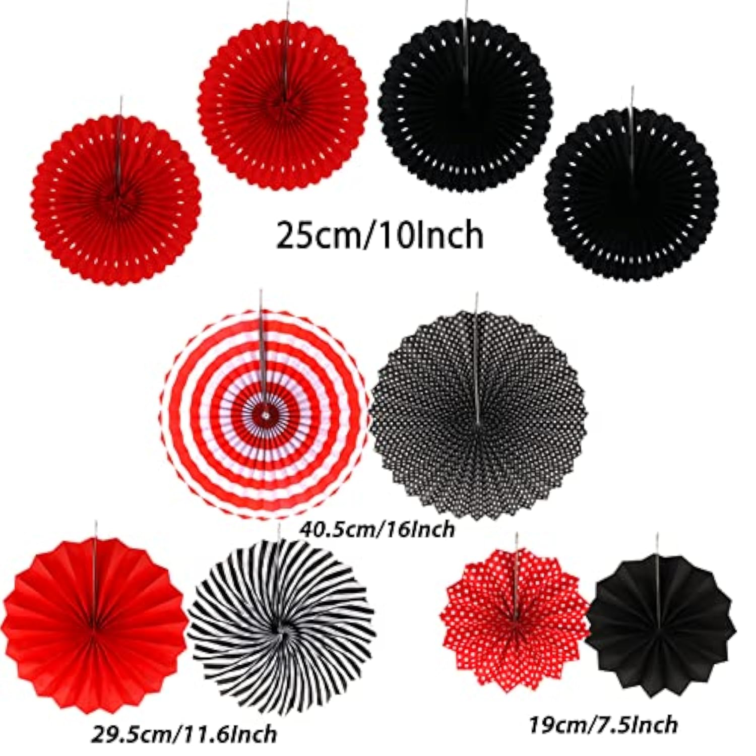 Party Decorations, 41 Pcs Black And Red Papar Fans Pompoms Garlands String Tissue Paper Tassel For Graduation Bridal Baby Shower Wedding Boy Girl Birthday Party