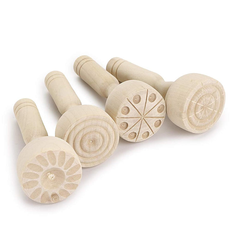 Wooden Clay Stamp Set, Wooden Playdough Stamps, Wooden Handle Pottery Tools Wo