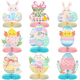 9Pcs Easter Honeycomb Centerpieces Party Decorations,Happy Easter Bunny Easter Egg Centerpieces 3D Table Honeycomb For Spring Easter Rabbit Photo Prop Party Supplies