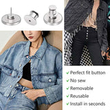 12 Sets Button Pins For Loose Jeans, No Sew And No Tools Instant Replacement Snap Tack Pant Button, Reusable And Adjustable Metal Pants Button Tightener