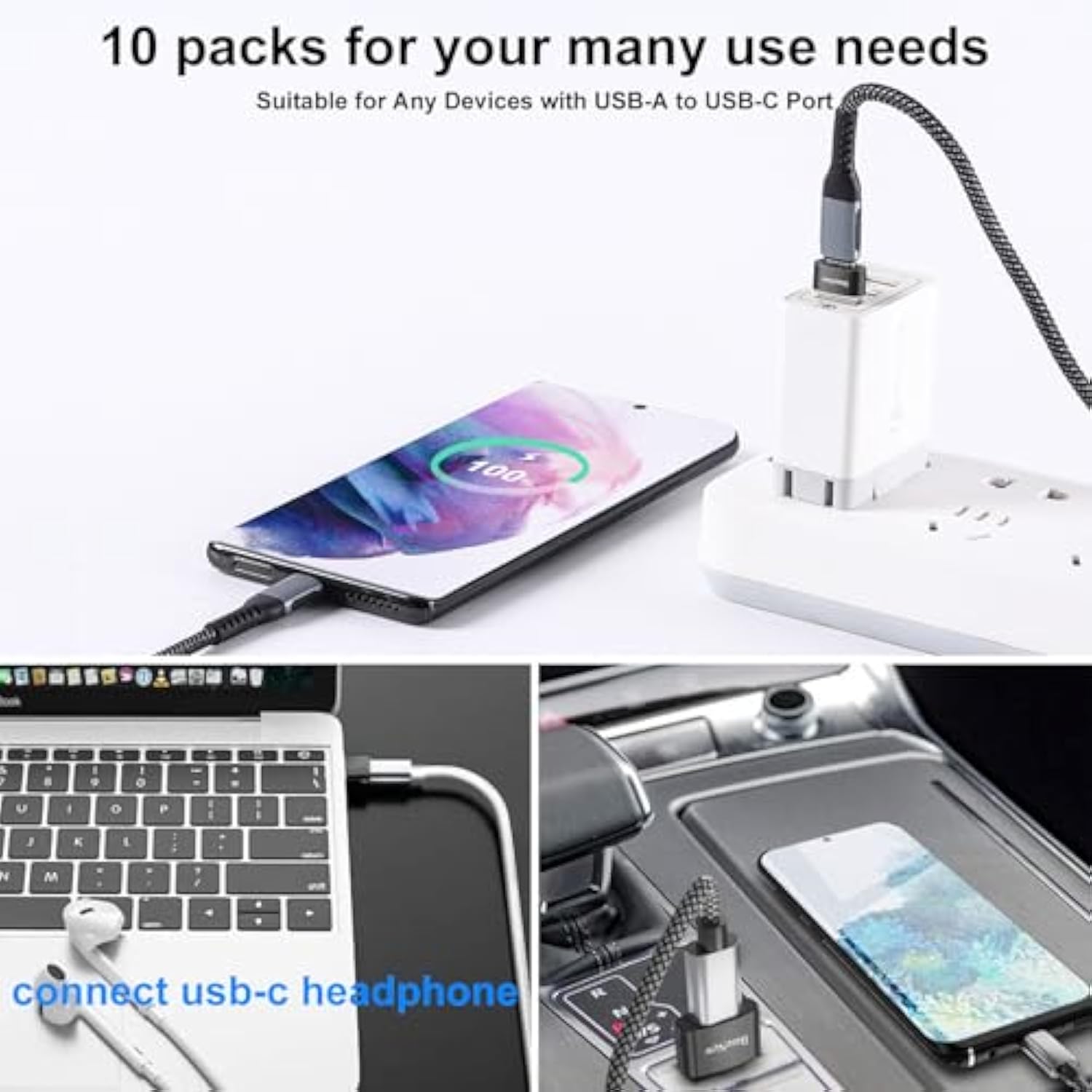 Usb To Usb C Adapter 10 Pack,Usb C To Usb Adapter,Usb C Female To Usb Male Ada