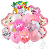 Happy Mothers Day Balloons, 35 PCS Mother's Day Trophy Heart Flower Foil Balloons, Premium Aluminum Foil Mothers Ballons for Mother's Party Birthday Decorations Supplies