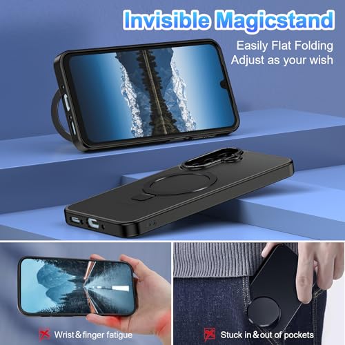 for  Galaxy A17 Case,with Magnetic Invisible Stand [Military Drop Protection] [Compatible with MagSafe] Shockproof Slim Translucent Anti-Slip,