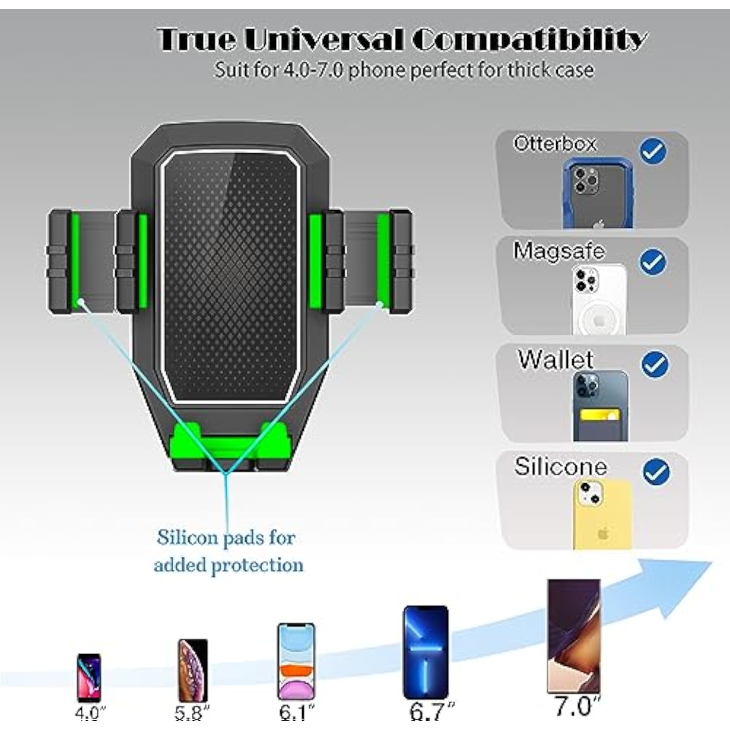 Heavy Duty Phone Holder - Long Arm, Anti-Shake Suction Cup, Compatible With All Phones & Vehicles