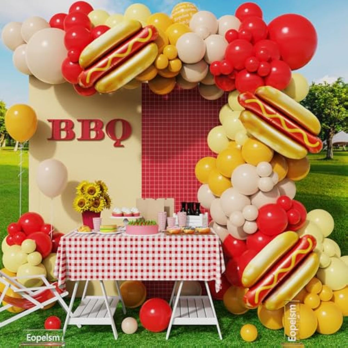 135pcs Hot Dog Party Balloon Garland Kit with Red & Yellow Balloons