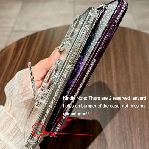 Magnetic Glitter Case for iPhone 16 Pro Max,[Compatible with MagSafe] Bling Sparkly Diamond with Camera Protector&Butterfly Kickstand&Makeup Mirror