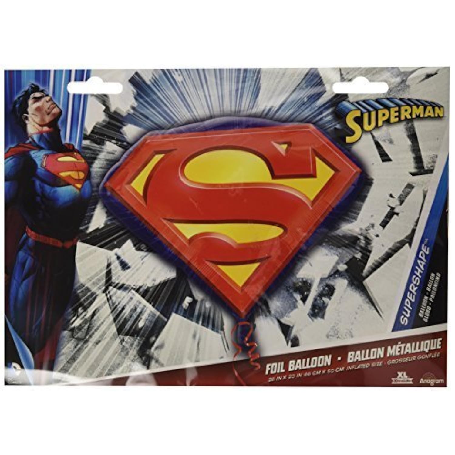 Anagram International 10022957 International Superman Emblem Pack Balloon, 26", Multicolor