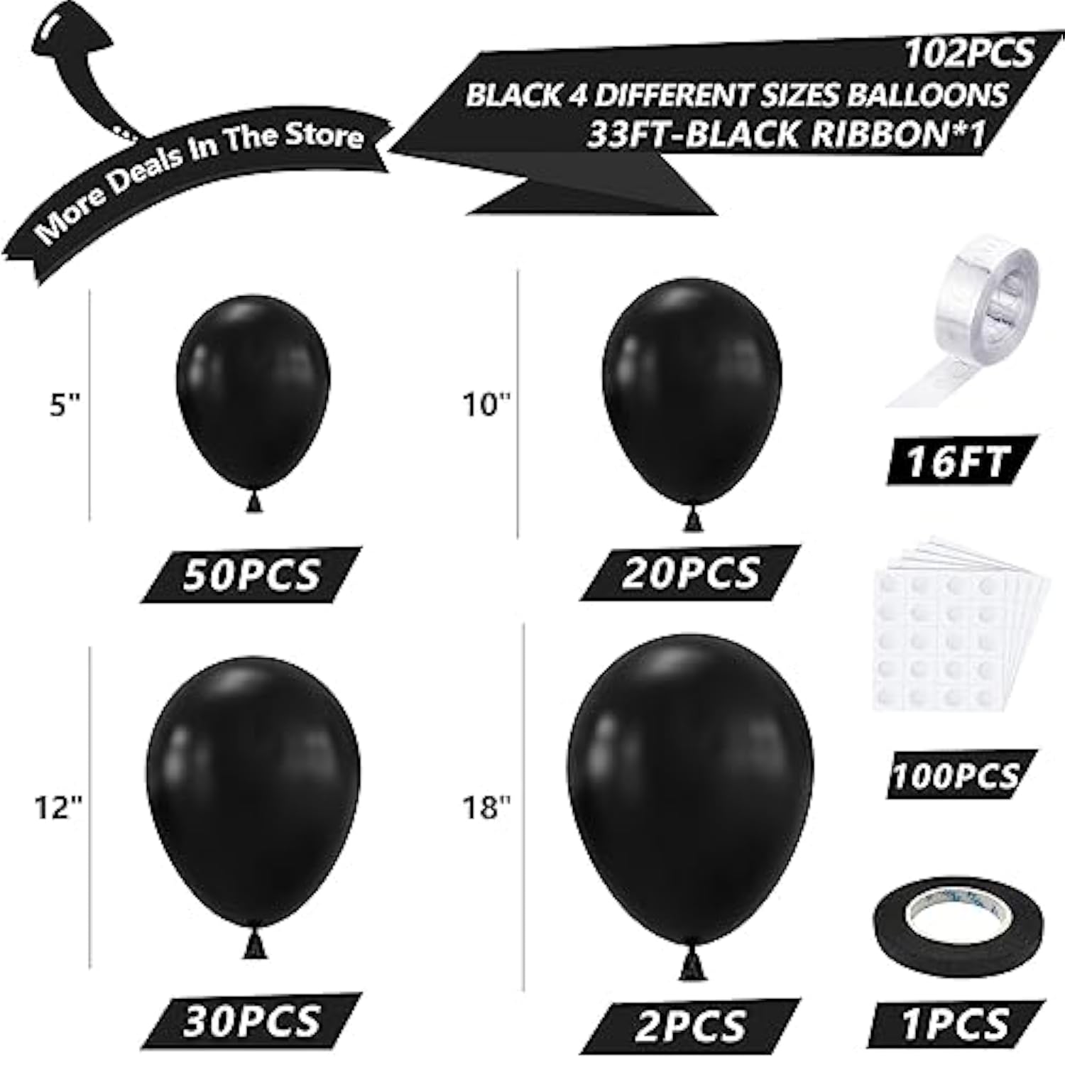 Red Latex Balloon Arch Kit, 102Pcs 18In 12In 10In 5In Arch Garland For