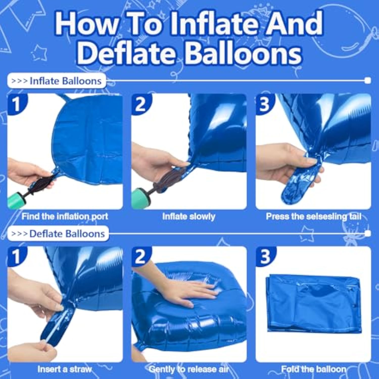 25Pcs Blue Square Foil Balloons Wall Backdrop Double Sided Dark Blue Balloons Tunnel Arch Kit For Birthday Baby Shower Graduation Wedding Anniversary Party Decoration