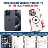 iPhone 13 Pro Clear Magnetic Case with Camera Protector and Gold Anti-Scratch Cover