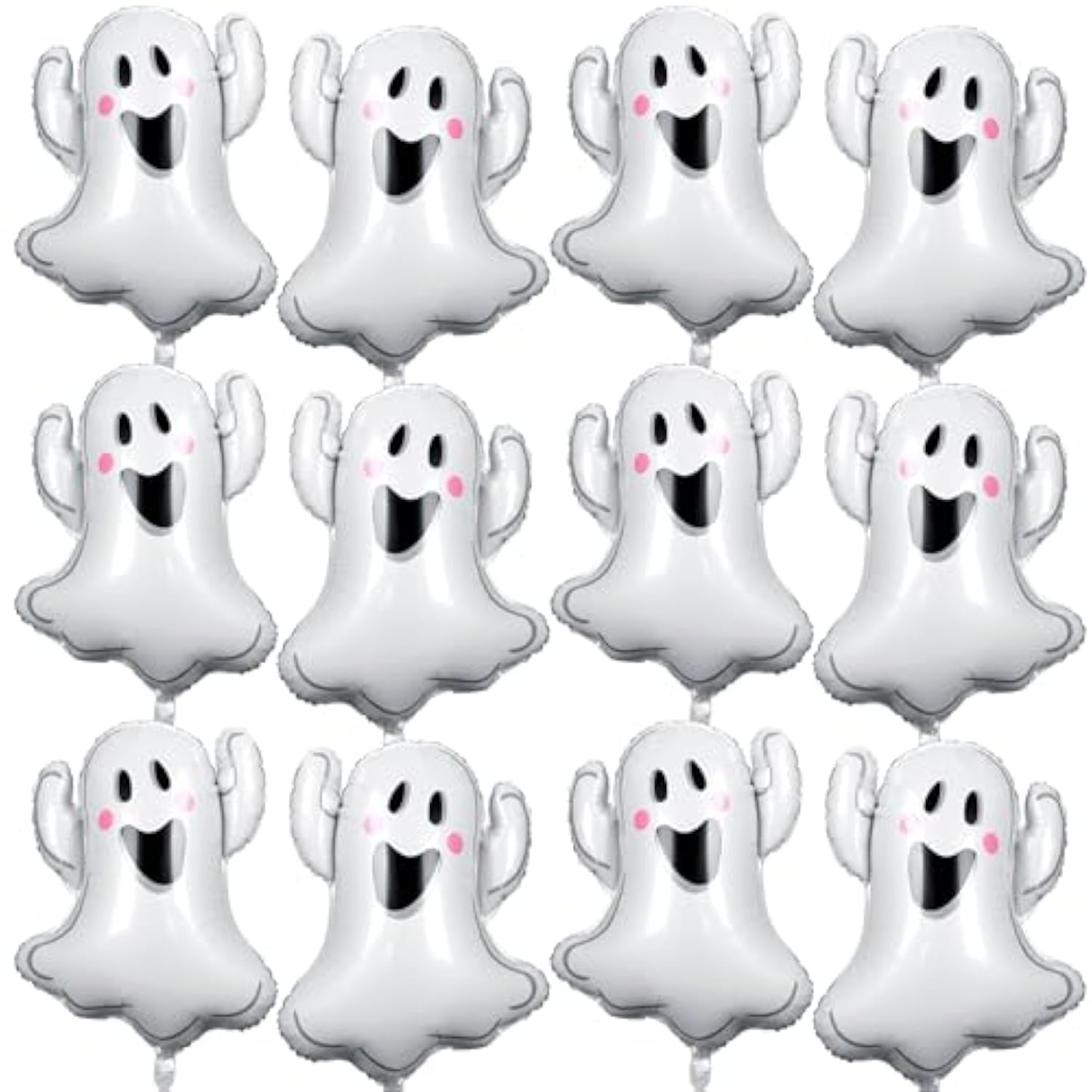 12Pcs 30" Halloween Ghost Foil Balloons - White Ghost Party Decorations for Birthday & Shower