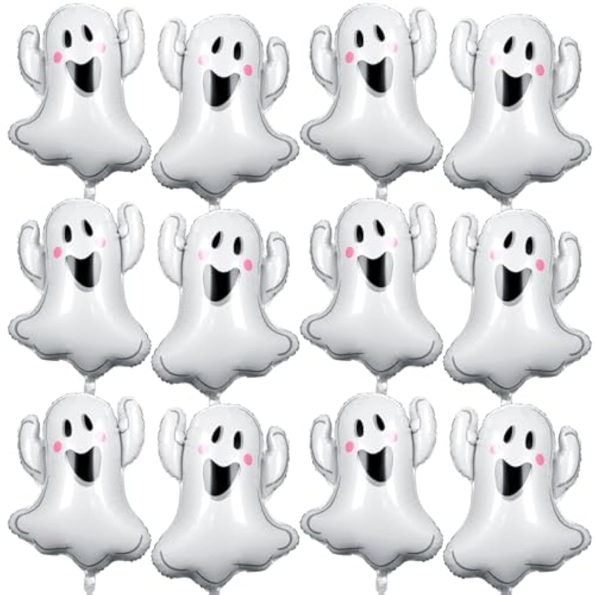 12Pcs 30" Halloween Ghost Foil Balloons - White Ghost Party Decorations for Birthday & Shower