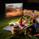 Outdoor Projector Screen with Stand - 120 Inch Portable Projector Screen Indoor and Outdoor Projector Screens 16:9 4K HD Wrinkle Free Lightweight