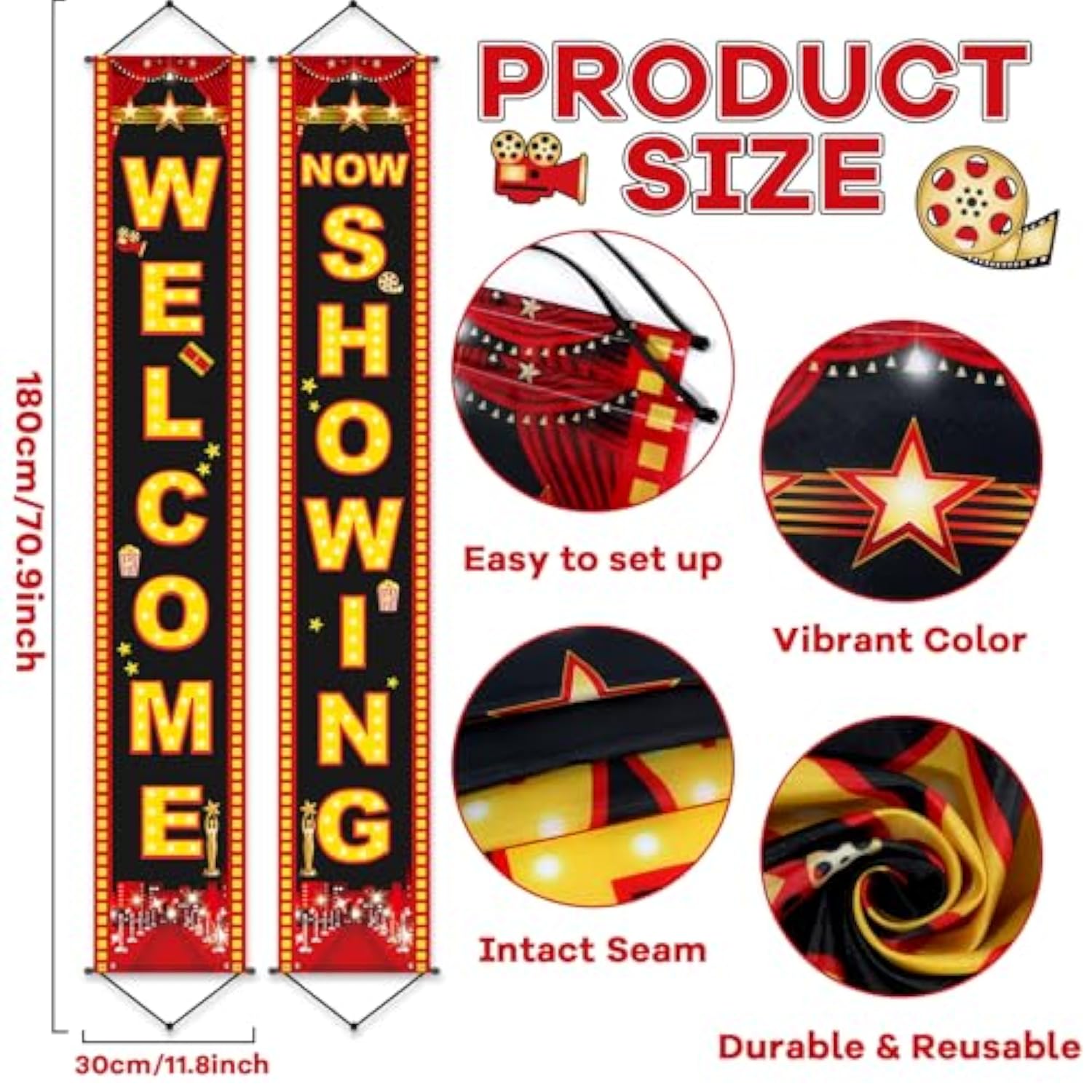 Movie Night Porch Sign Banner 12Pcs Movie Signs Cards For Home Film Backdrop Party Decoration Welcome Now Showing Door Hanging Banner Night Cutouts For Theater Photography Family Party Supplies