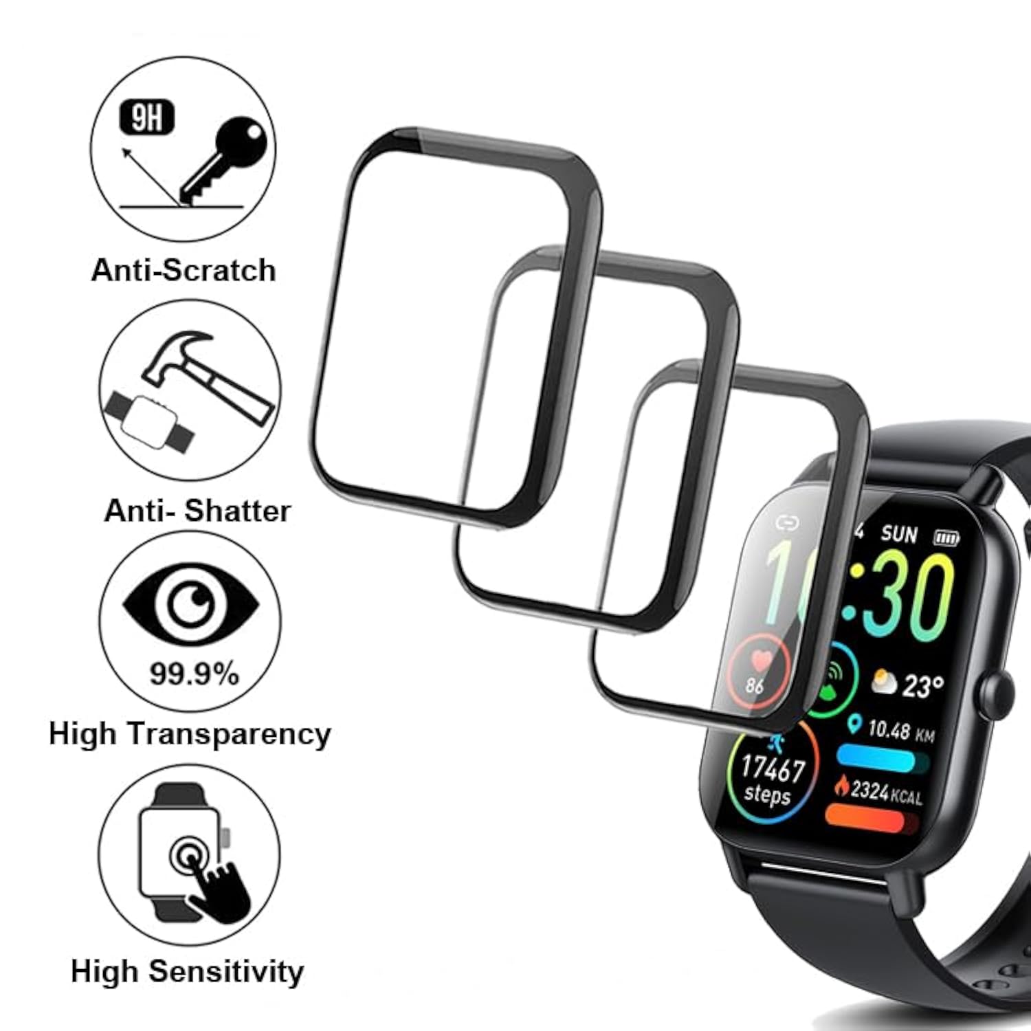 3D Screen Protector Compatible With P66D 1.85” Nerunsa Ddidbi Dotn And Aptkdoe Smart Watch