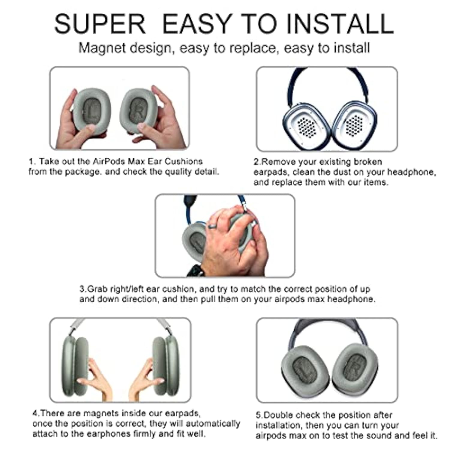 Replacement Earpads For Airpods Max, Ear Cushions Replacement For Airpod Max Headphone, Ear Pads Cover With Durable Mesh Fabric & Memory Foam, Comfortable And Easy Installation-Green