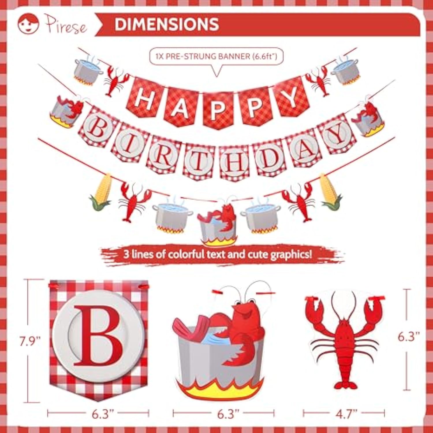 Crawfish & Lobster Birthday Party Banner and Seafood Boil Decorations Set