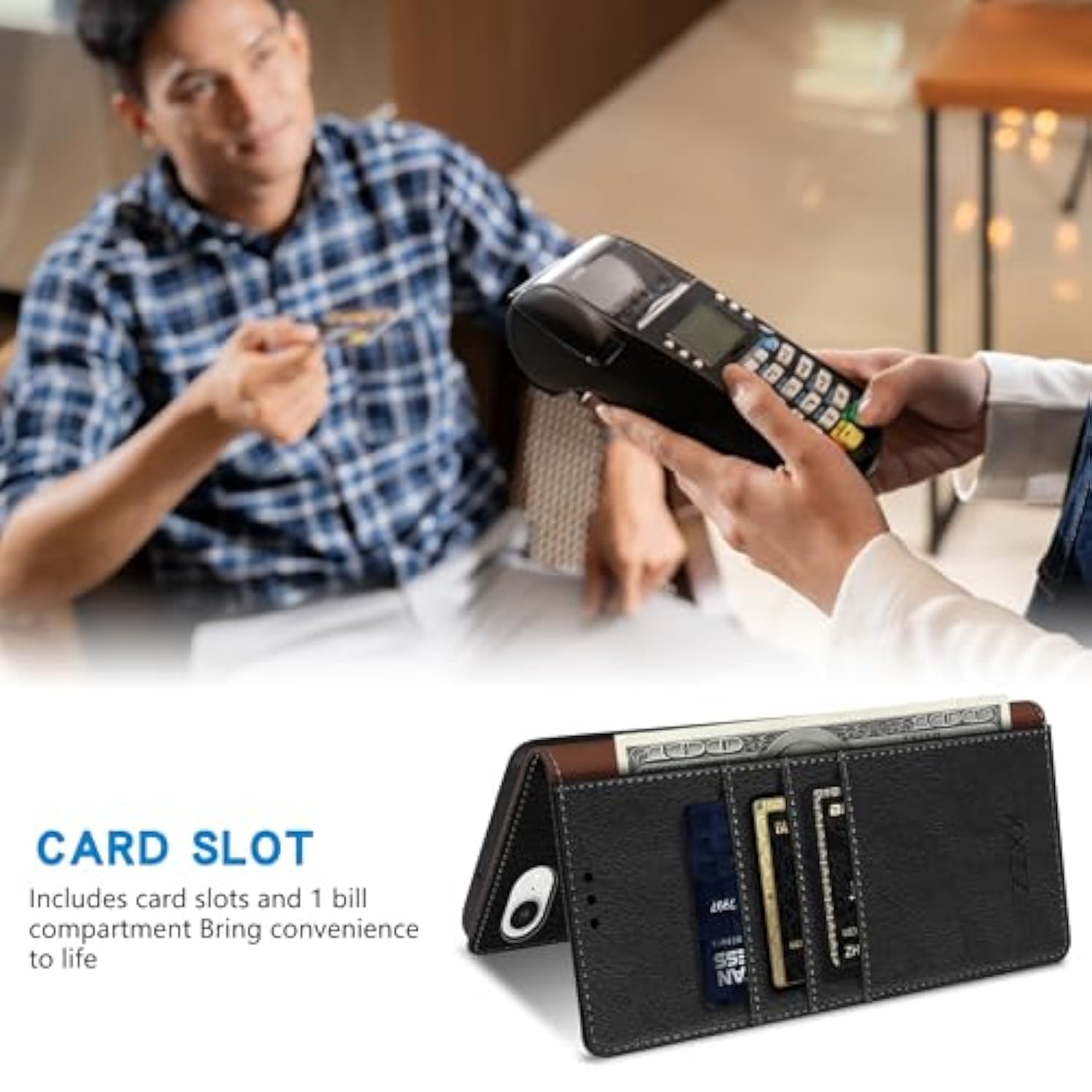 For Iphone 16E Wallet Case With [Rfid Blocking] Card Slot Stand Strong Magnetic Leather Flip Fold Protective Phone Case For Iphone 16E Case Wallet(Black-6.1 Inch)