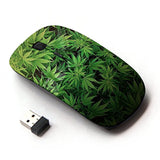 Marijuana Cannabis Weed Hemp Leaf Smoker Design Ergonomic Wireless Mouse With Nano Receiver