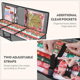 Soft Christmas Wrapping Paper Storage Bag, 40" Durable Pe Gift Wrap Storage Bag With Flexible Partitions And Pockets For Ribbon, Accessories (Grey)