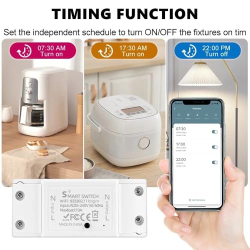 Wifi Smart Light Switch 10A Mini Diy Breaker Module, Control By Smart Life/Tuya App, Compatible With Google Home/Alexa Echo(4 Pack)