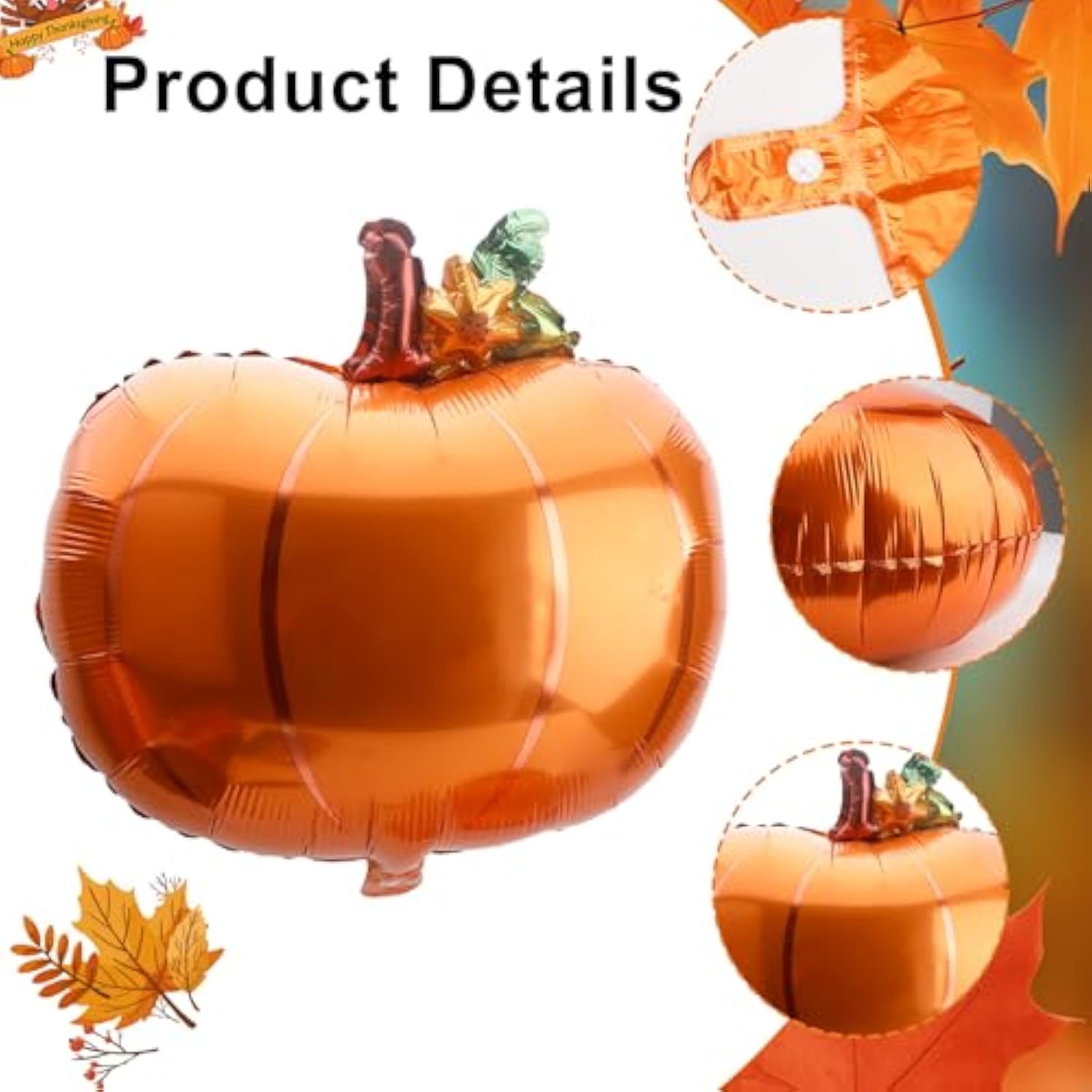 12 Pcs Pumpkin Foil Balloons Orange Fall Thanksgiving Harvest Party Decorations