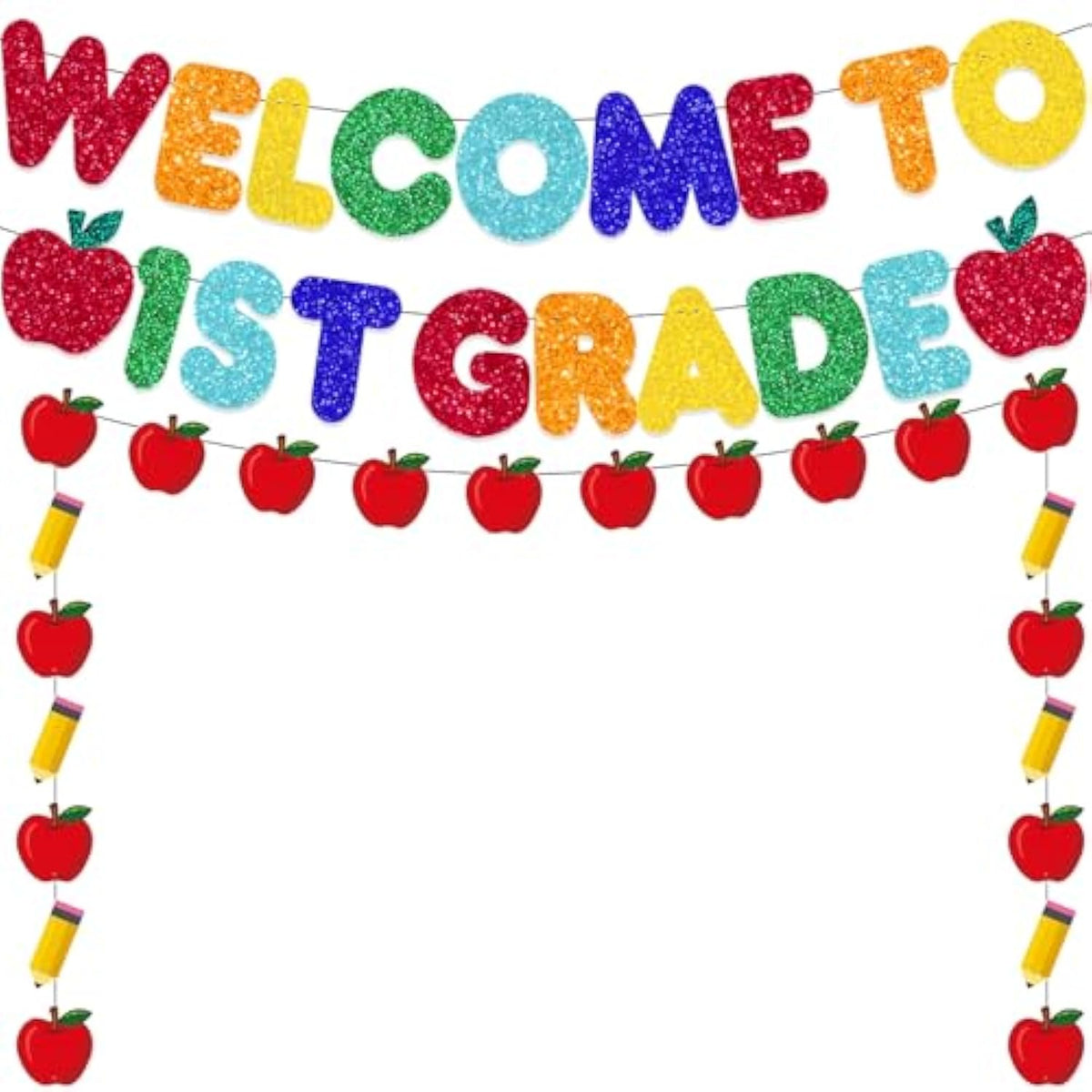 Glitter 'Welcome to 1st Grade' Banner for Back to School Classroom Decor