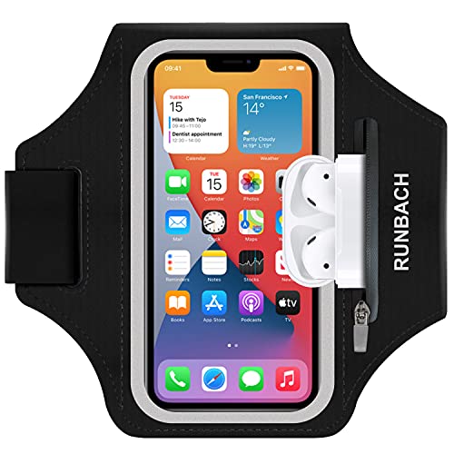 Armband For Iphone 17 Pro Max/16 Pro Max/16 Plus/15 Pro Max/15 Plus/Iphone 14,13,12,11 Pro Max/Xs Max,Water Resistant Sport Armband With Zipper Slot For Airpods And Keys (Black)